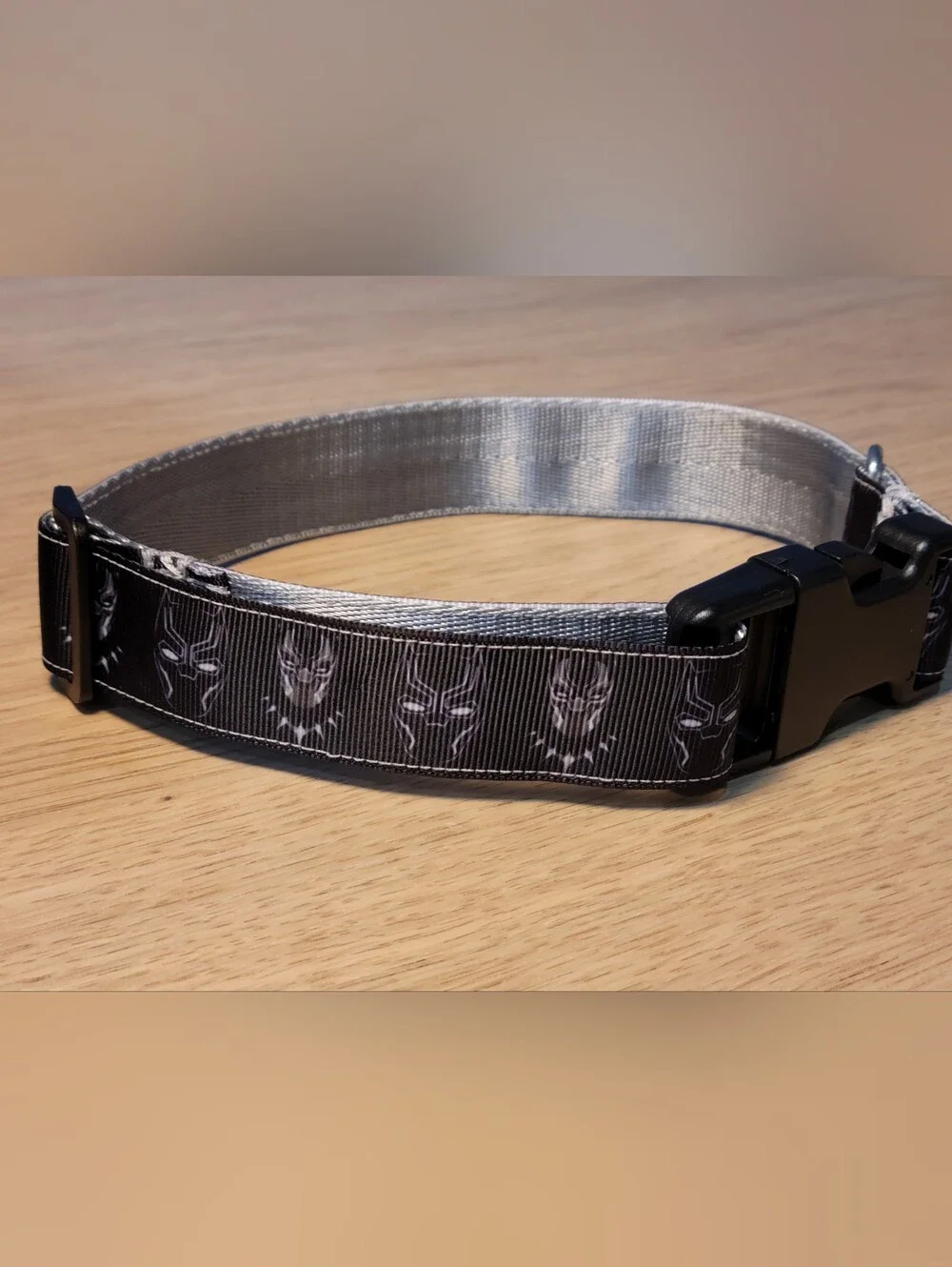 Marvel Black Panther Adjustable Dog Collar, Black/Gray, Size Small To Med Disney
